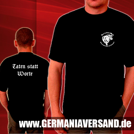 T-Shirt- Taten statt Worte - Weisser Wolf T-Shirt- Taten statt Worte - Weisser Wolf