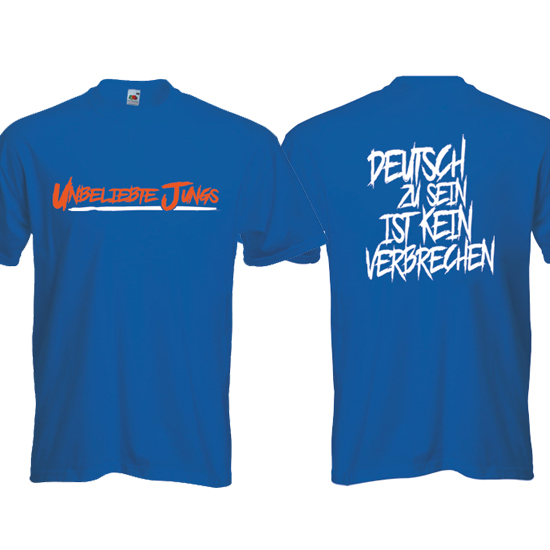 T-Shirt- Unbeliebte Jungs-Deutsch zu sein ist kein Verbrechen (blau) T-Shirt- Unbeliebte Jungs-Deutsch zu sein ist kein Verbrechen (blau)